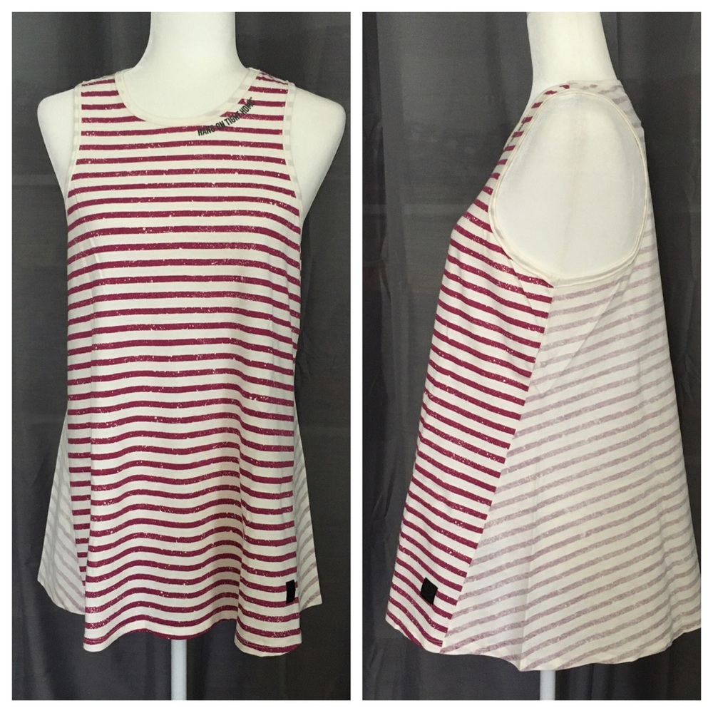 NEW! Harley Davidson Striped w/ Reverse Print on Back Tank Top Size Medium